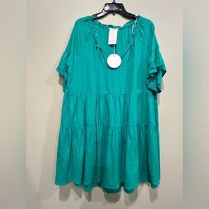 NWT. Jade Umgee Tiered Large Dress w/ Tiered Short Sleeves/ Retail $40